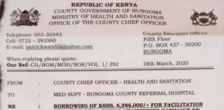 UNPROCEDURAL transfer of Kshs. 6,986,000 within County govt. departs