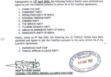 Kenya Kwanza Alliance Coalition agreement between UDA, ANC, FK and Others